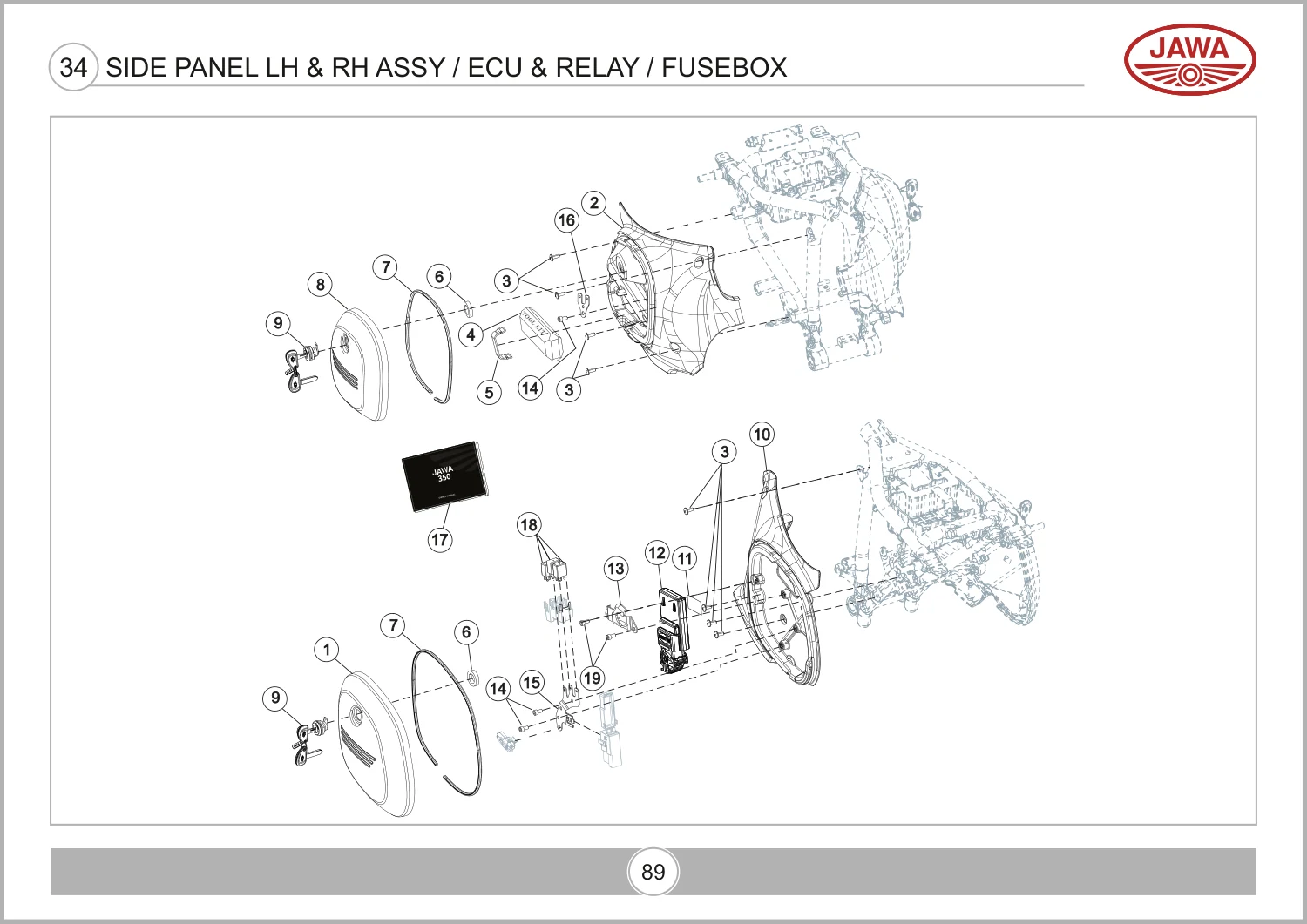 Side Panel LH & RH Assy / ECU & Relay / Fusebox drawing