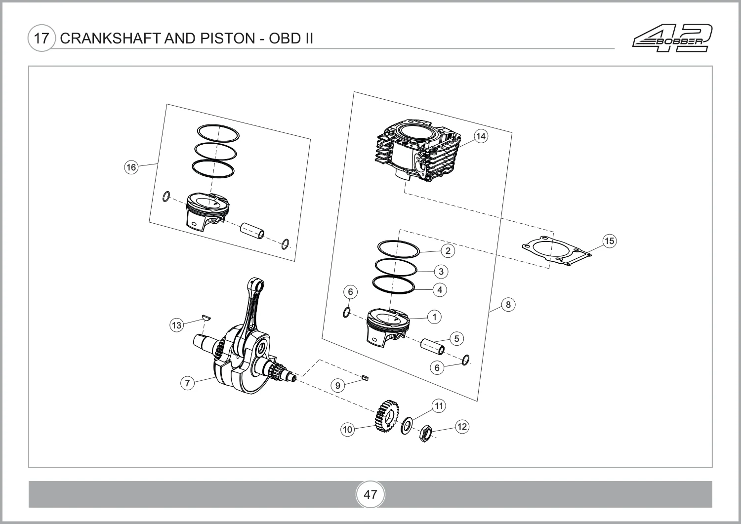 Crankshaft And Piston - OBD II drawing