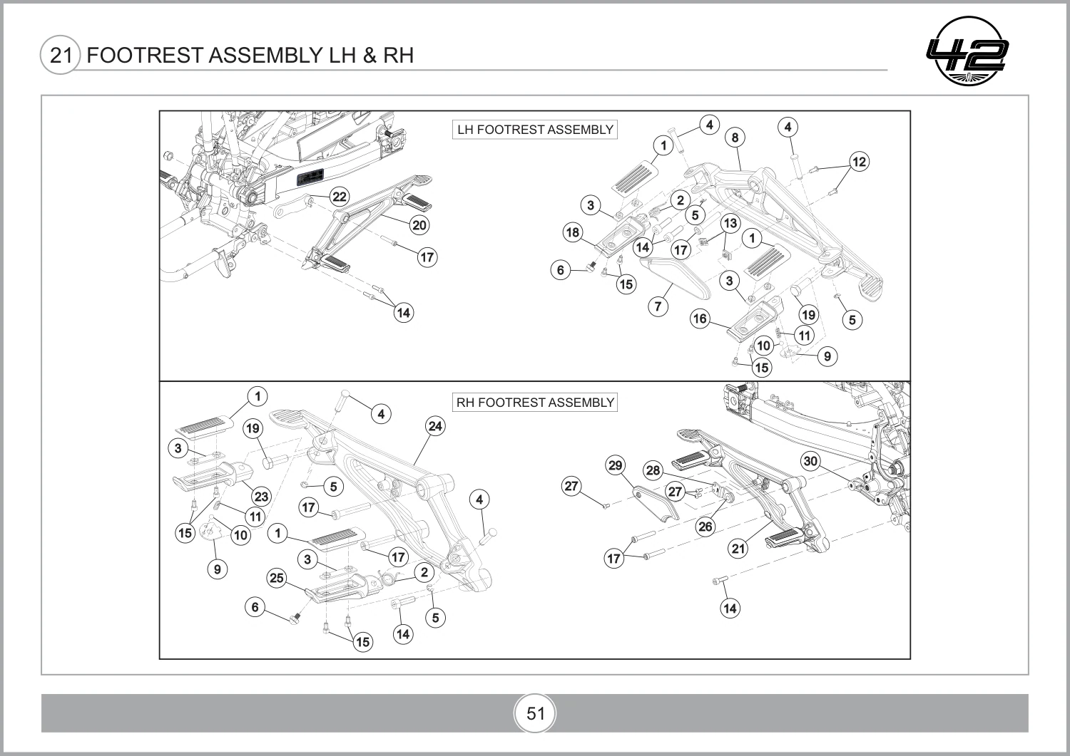 Footrest Assembly LH & RH drawing