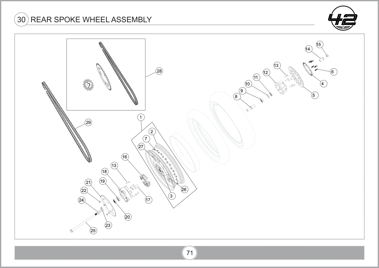 Rear Spoke Wheel Assembly drawing