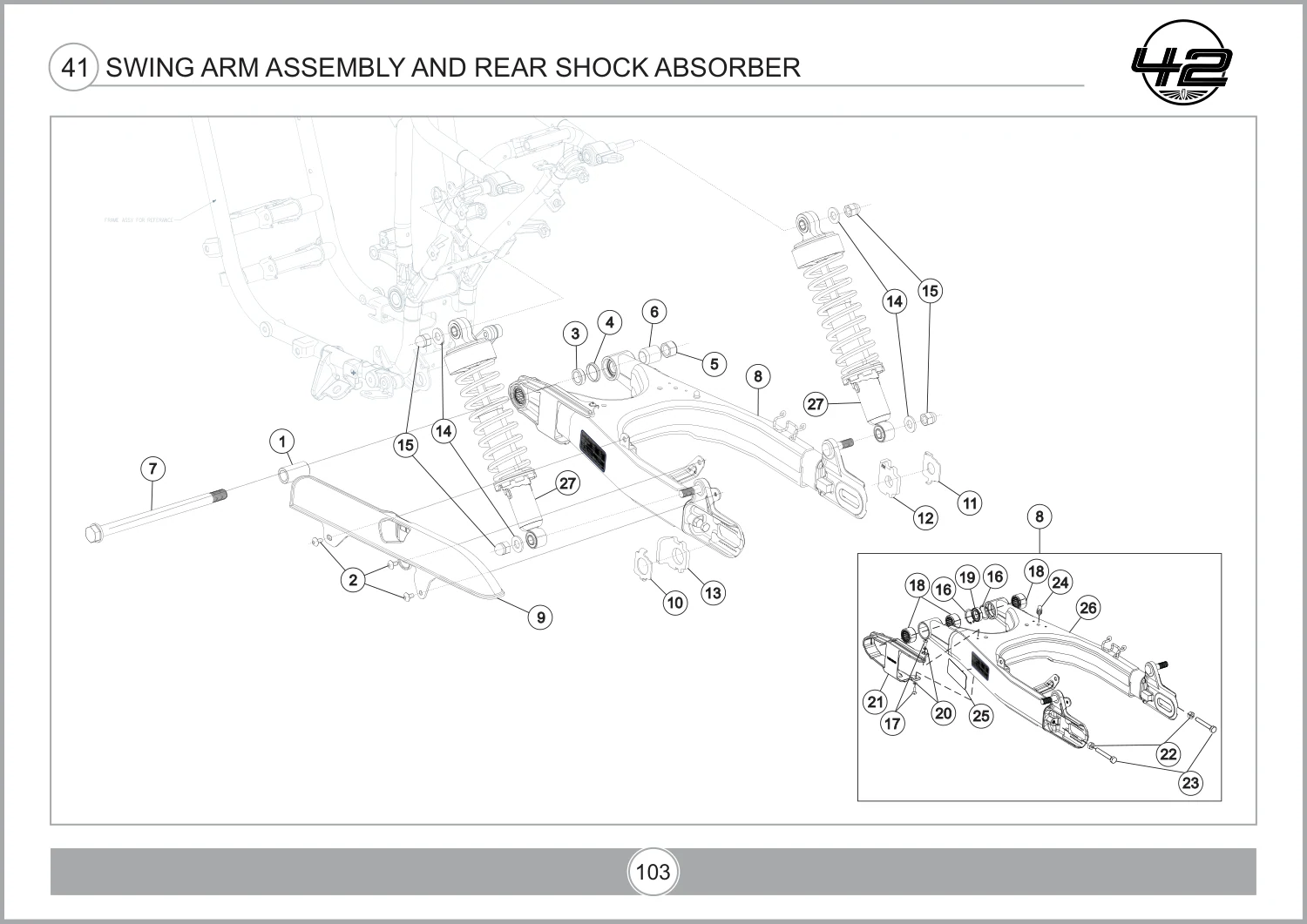 Swing Arm Assembly And Rear Shock Absorber drawing
