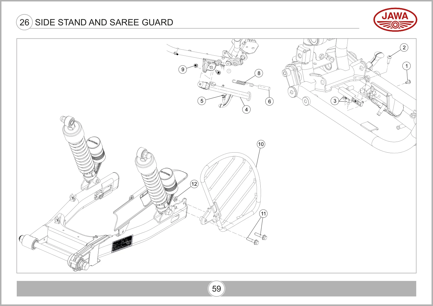 Side Stand And Saree Guard drawing