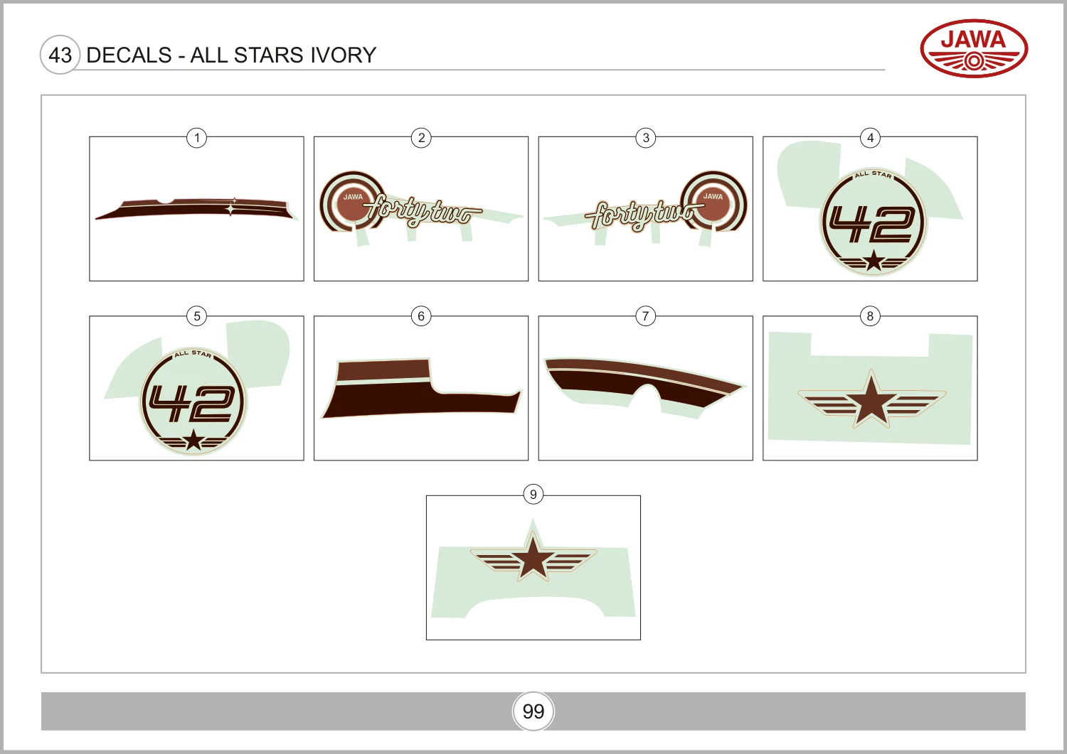 Decals - All Stars Ivory drawing