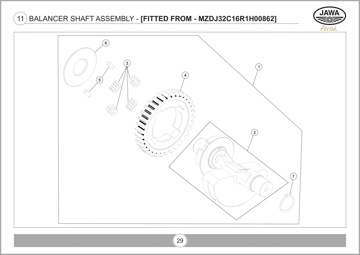 Balancer Shaft Assembly - [Fitted From - Mzdj32C16R1H00862] drawing