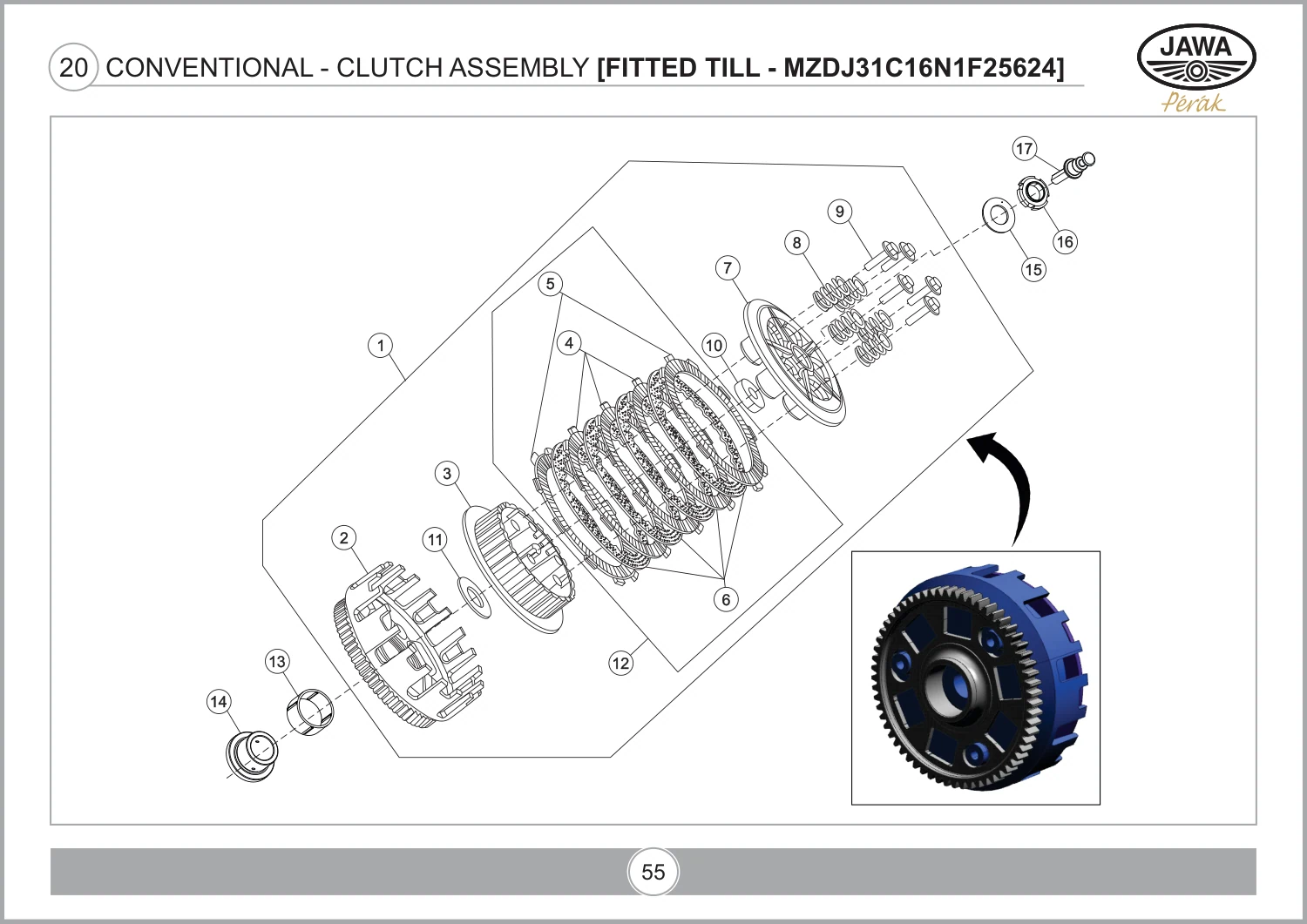 Conventional - Clutch Assembly [Fitted Till - Mzdj31C16N1F25624] drawing