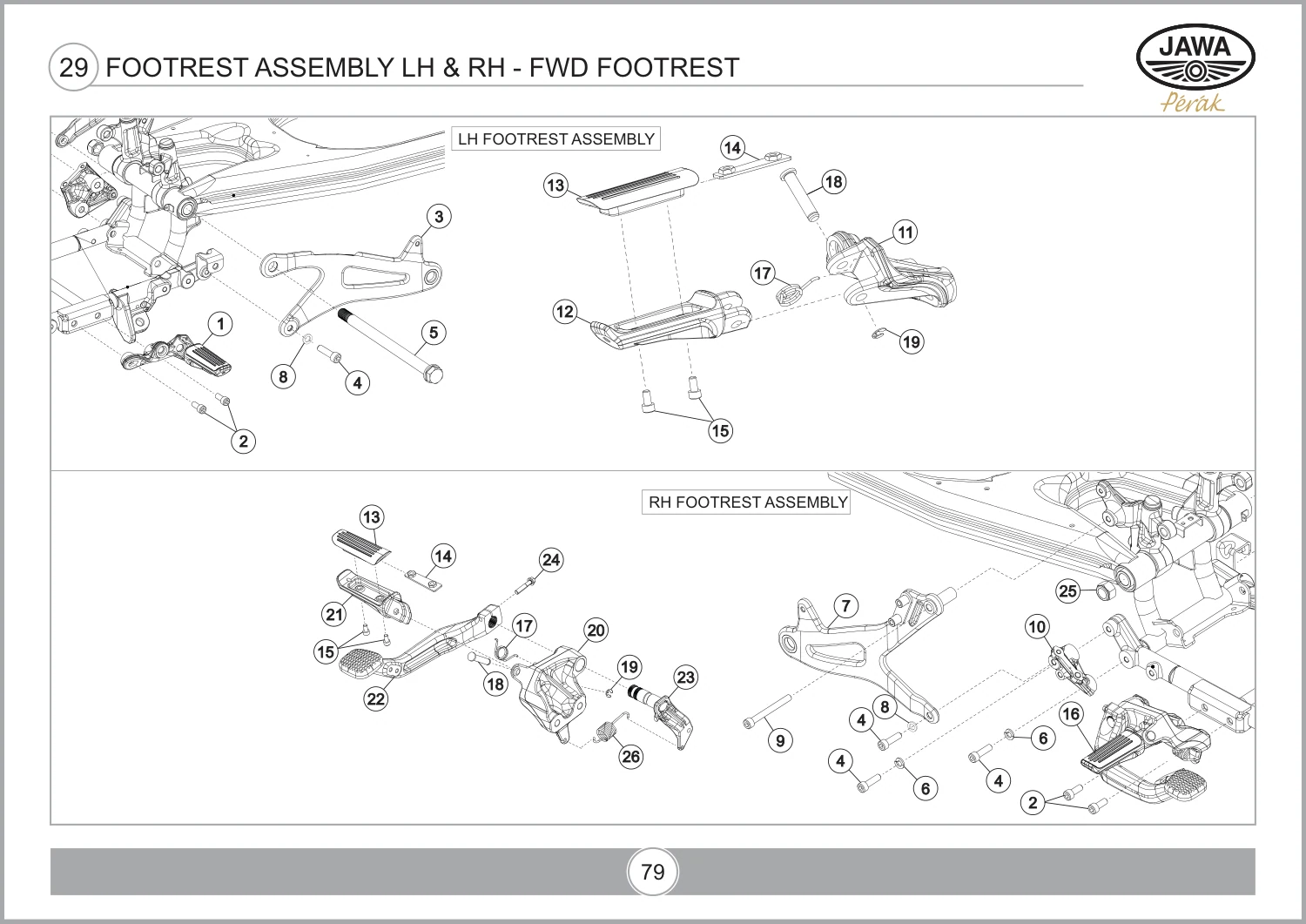 Footrest Assembly LH & RH - Fwd Footrest drawing