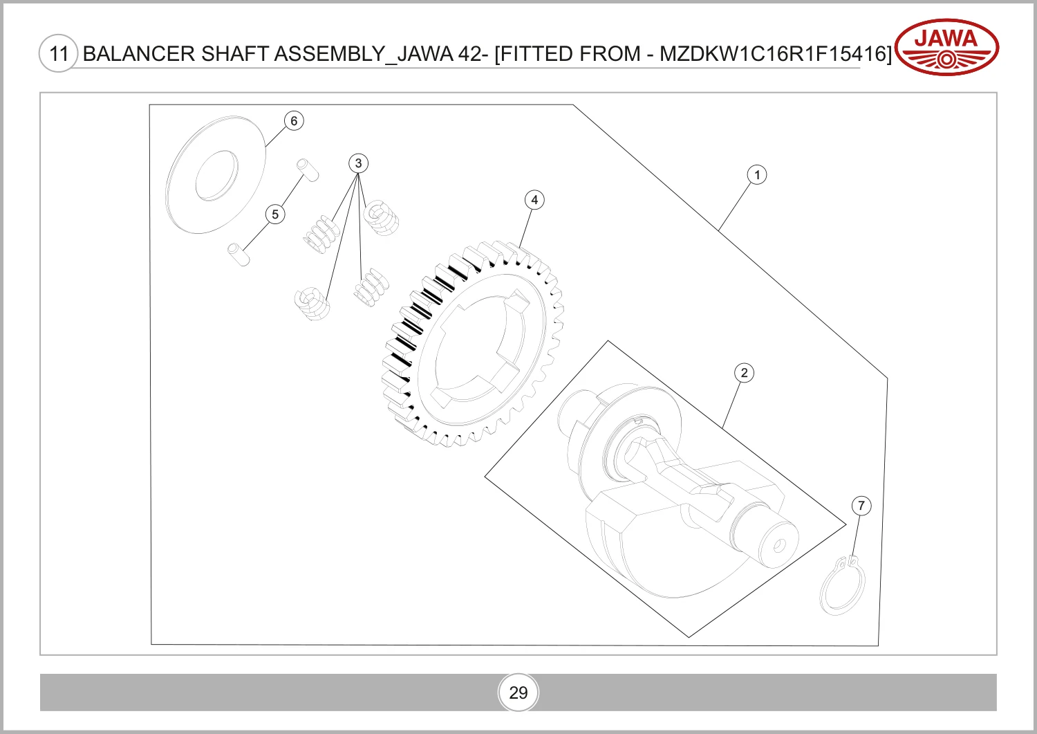 Balancer Shaft Assembly Jawa 42- [Fitted From - drawing