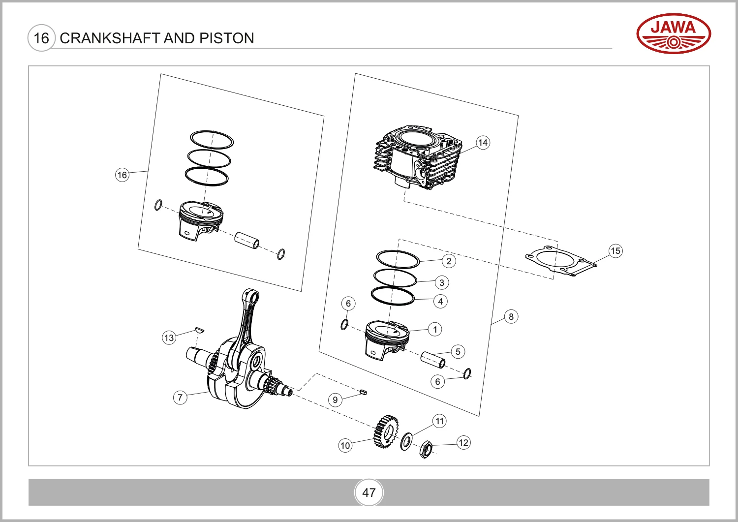 Crankshaft And Piston drawing