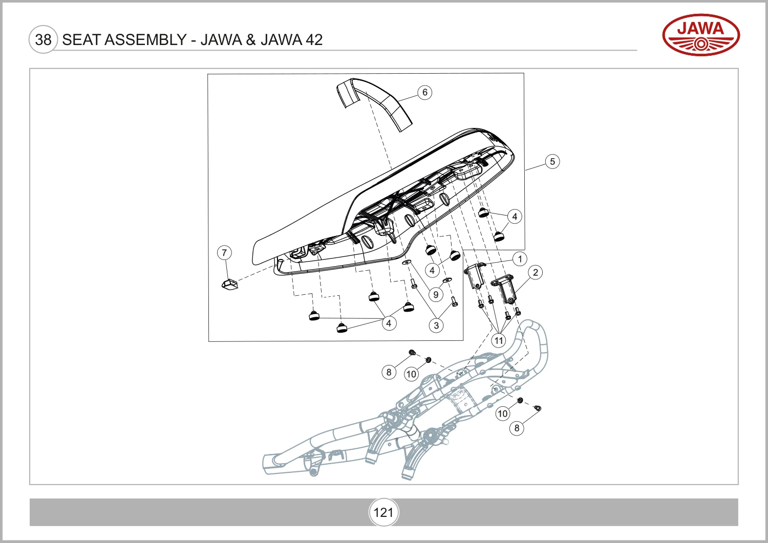 Seat Assembly - Jawa & Jawa 42 drawing