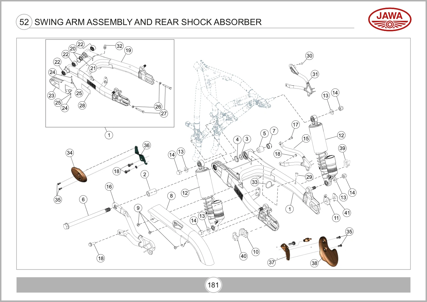 Swing Arm Assembly And Rear Shock Absorber drawing