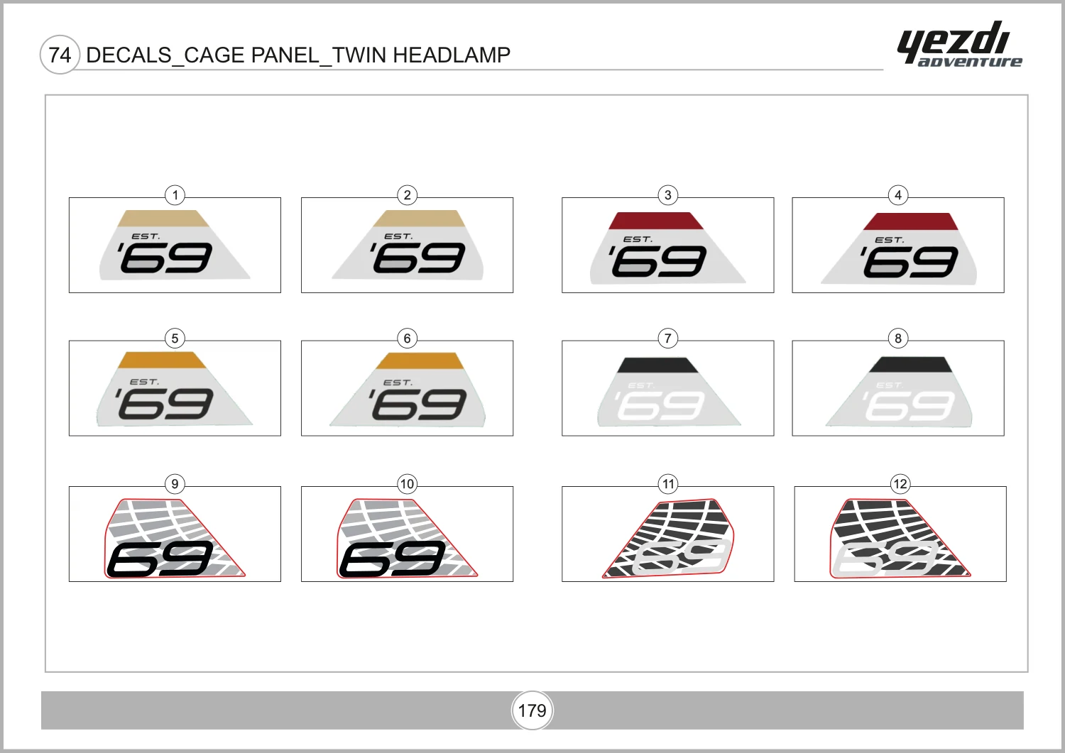 Decals Cage Panel Twin Headlamp drawing