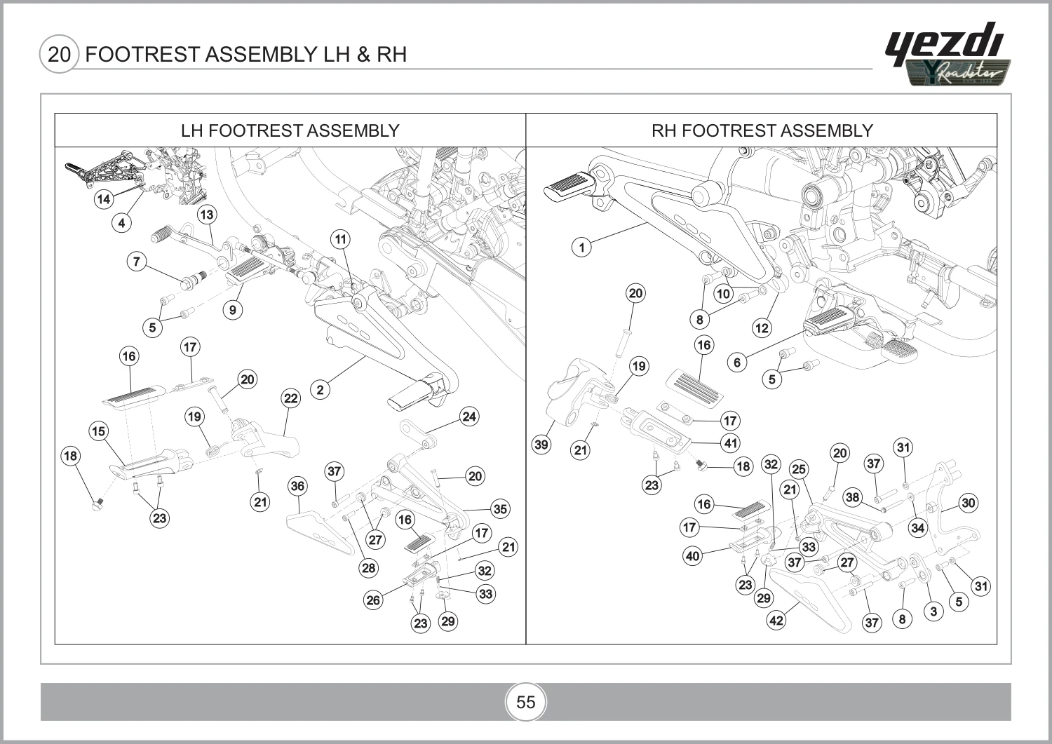 Footrest Assembly LH & RH drawing