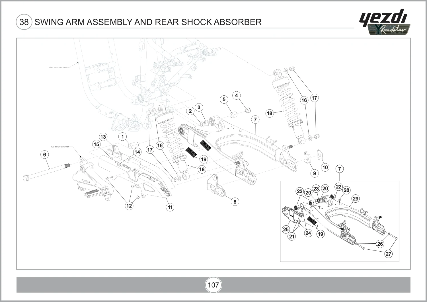 Swing Arm Assembly And Rear Shock Absorber drawing