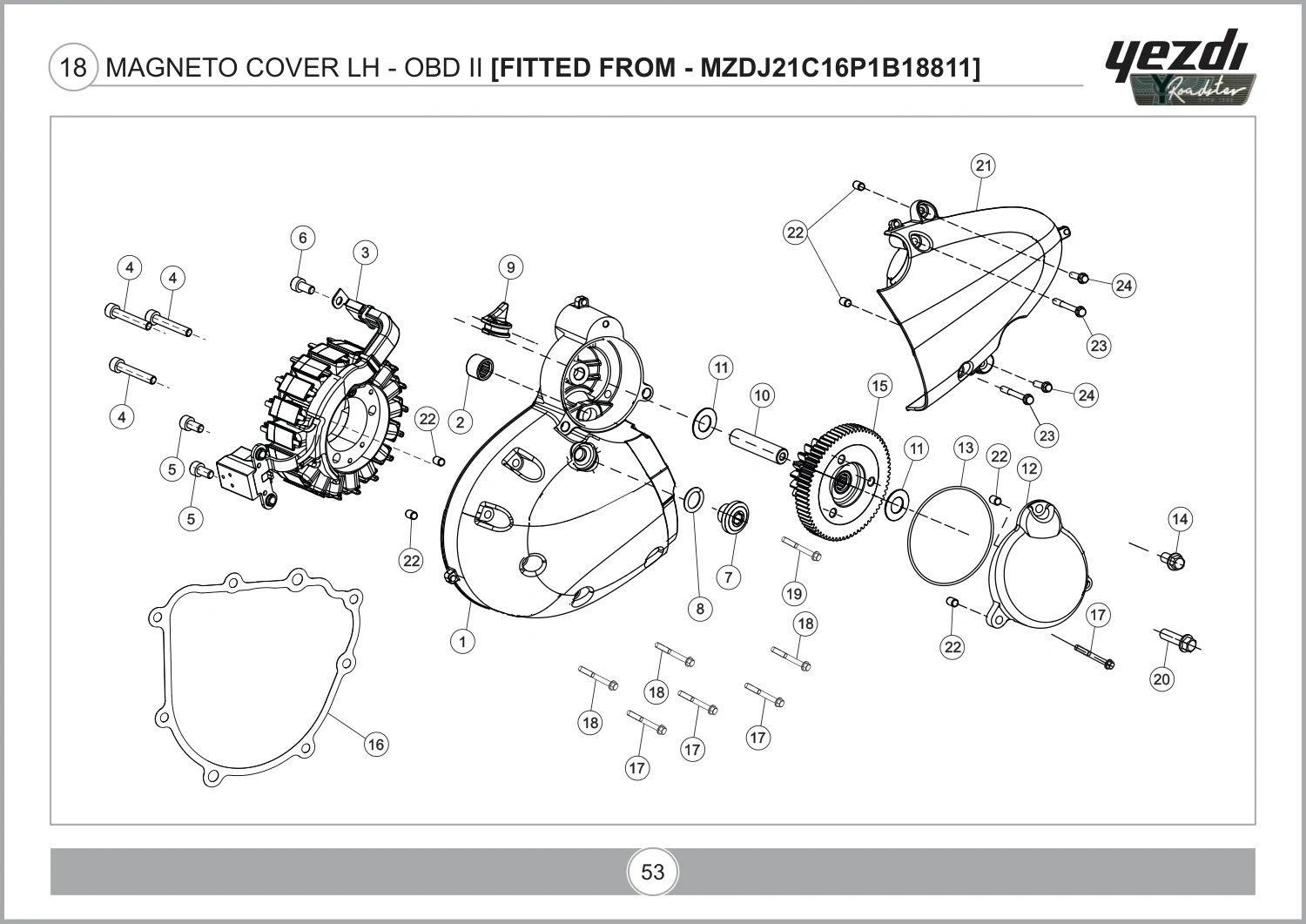 Magneto Cover LH - OBD II [Fitted From - Mzdj21C16P1B18811] drawing