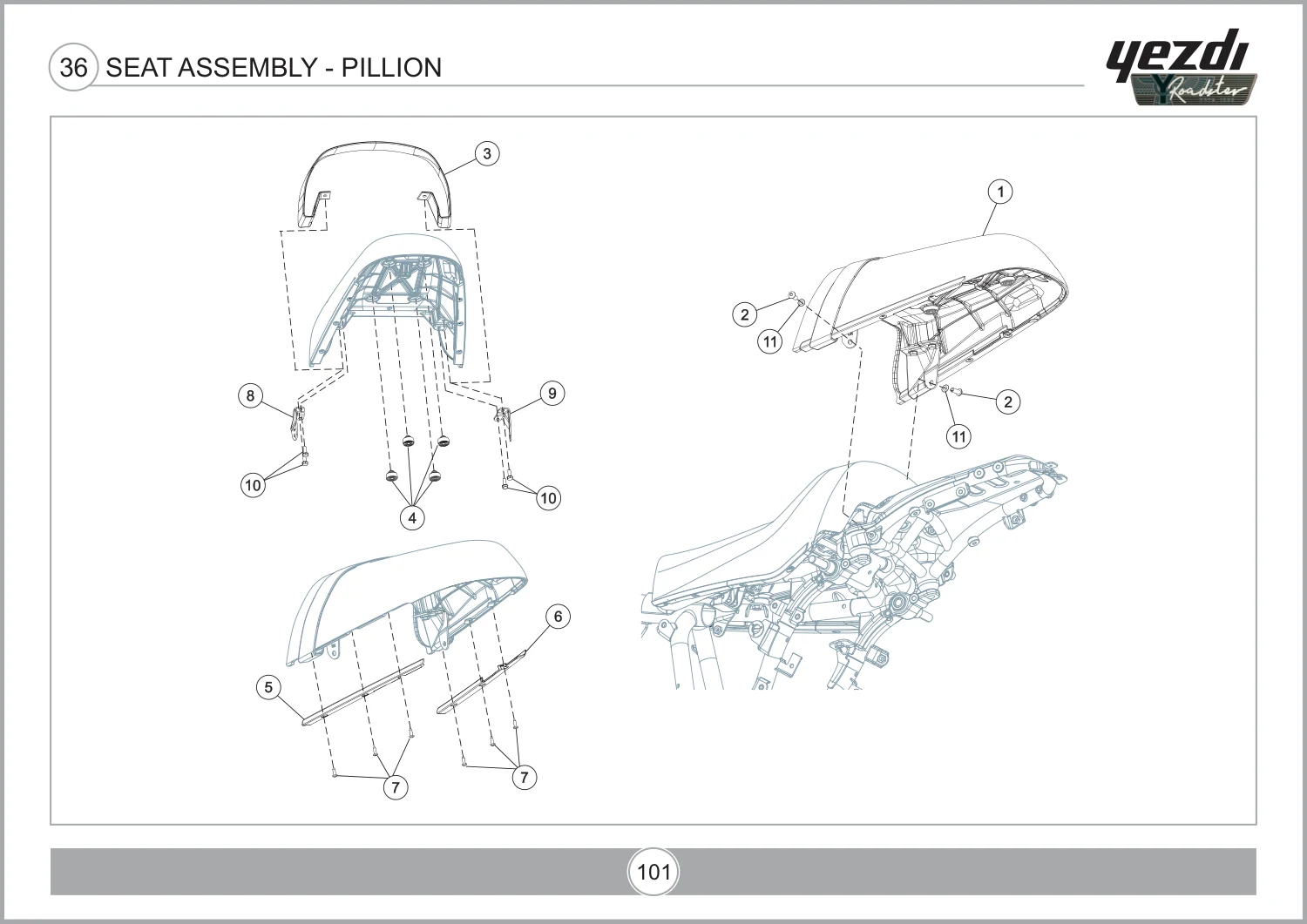 Seat Assembly - Pillion drawing