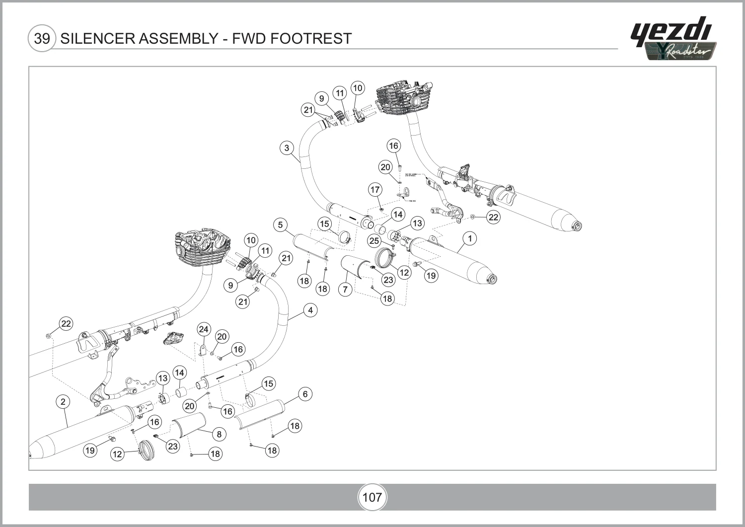 Silencer Assembly - Fwd Footrest drawing