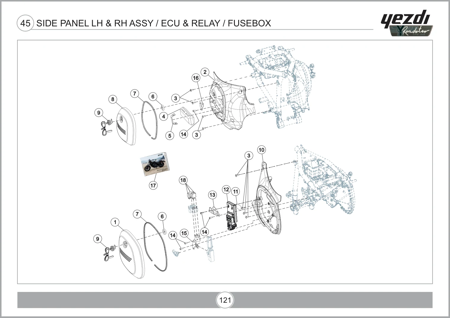 Side Panel LH & RH Assy / ECU & Relay / Fusebox drawing