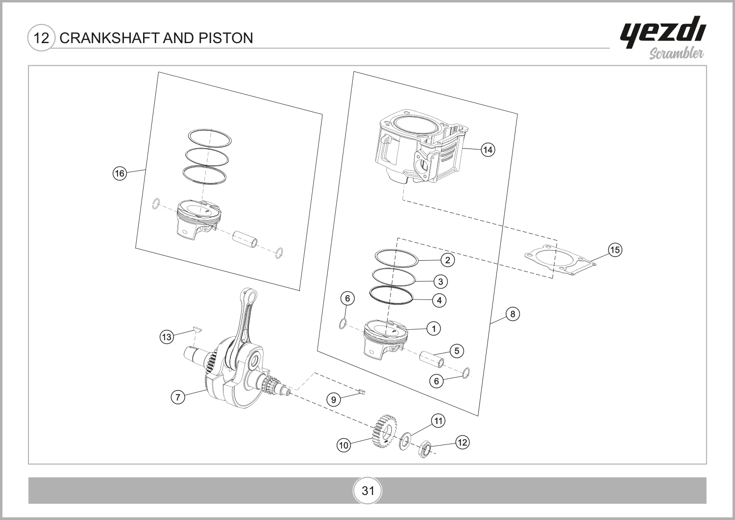 Crankshaft And Piston drawing