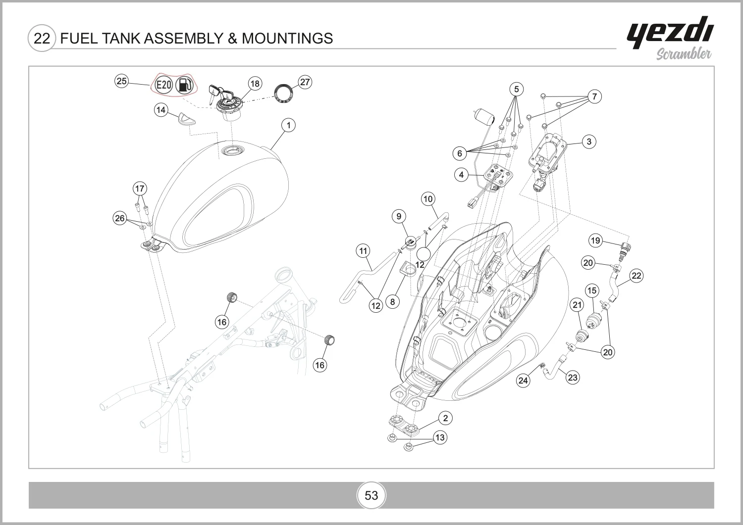 Fuel Tank Assembly & Mountings drawing