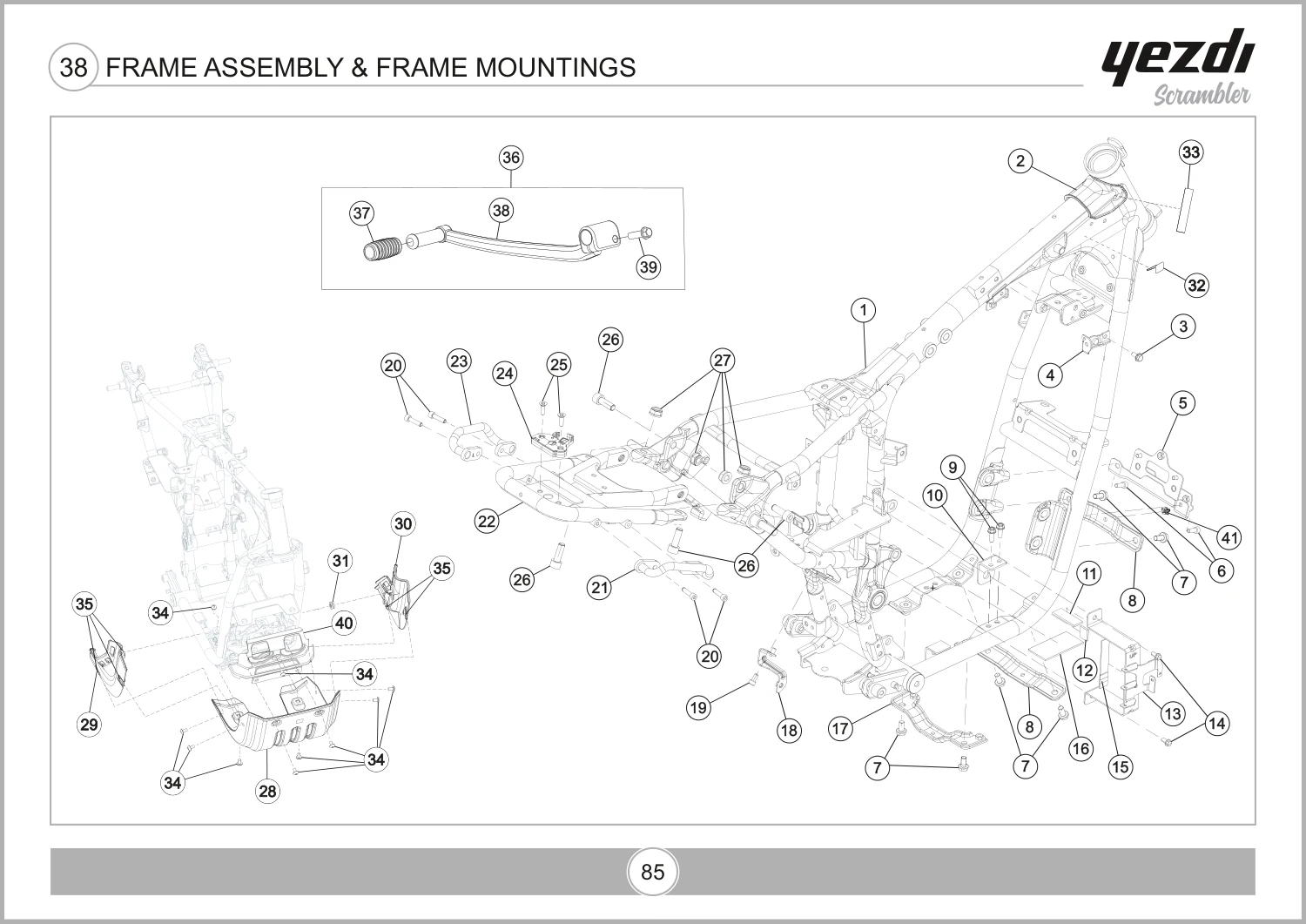 Frame Assembly & Frame Mountings drawing
