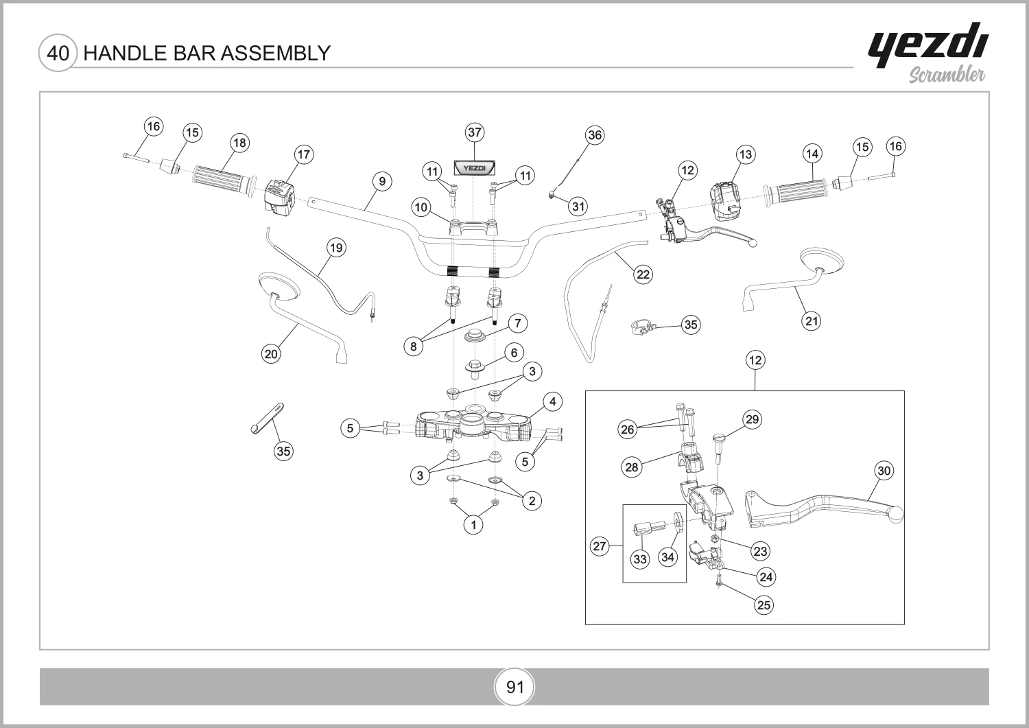 Handle Bar Assembly drawing