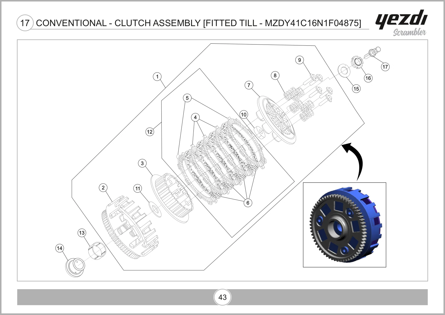 Conventional - Clutch Assembly [Fitted Till - Mzdy41C16N1F04875] drawing