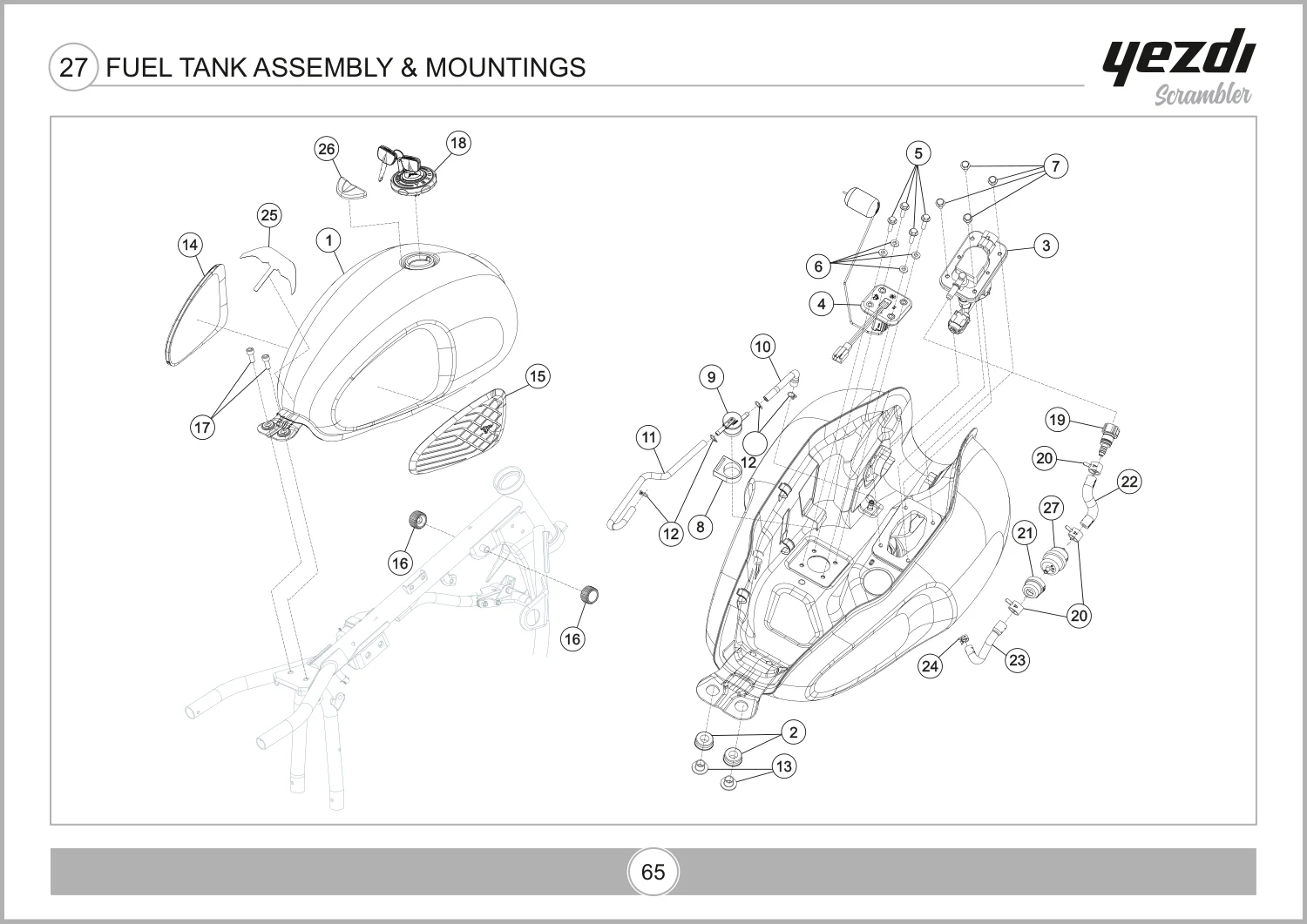 Fuel Tank Assembly & Mountings drawing