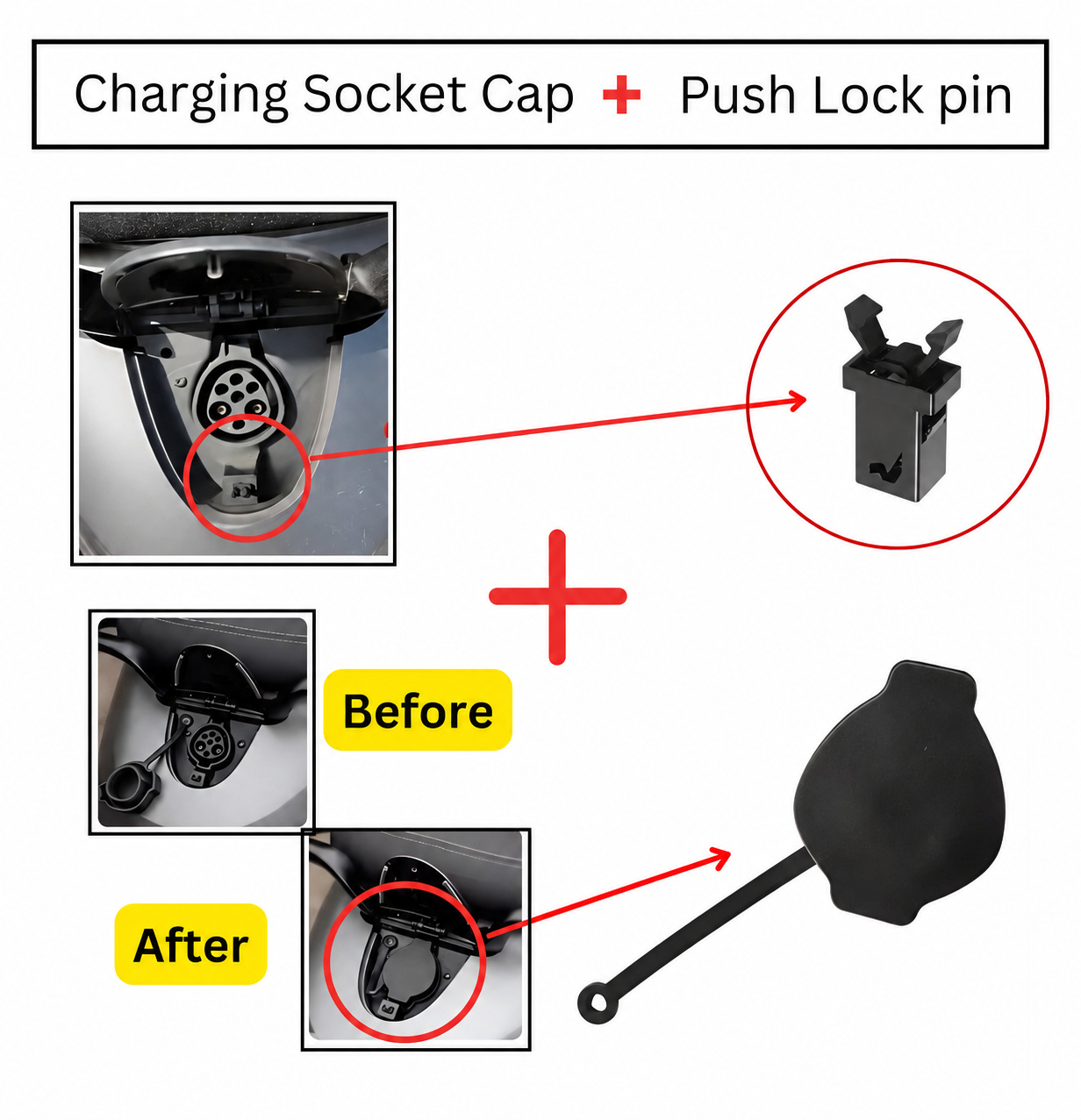 Ola Charging Socket Cap and Push-Lock Pin Set