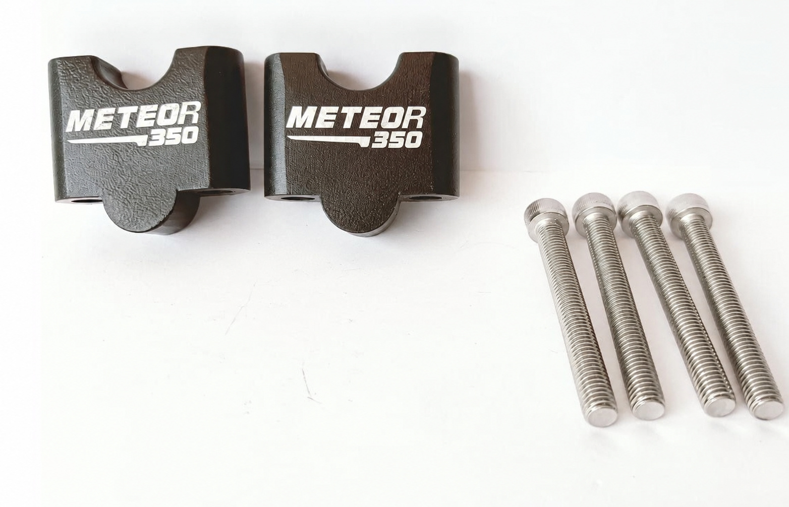 Black Handlebar Riser Pair with Bolts for Royal Enfield Meteor 350