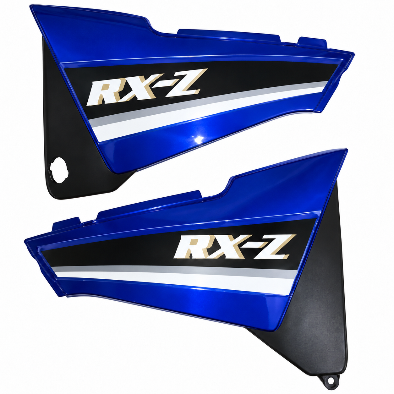 Yamaha RXZ 5-Speed Side Shield Set — Blue, Left and Right