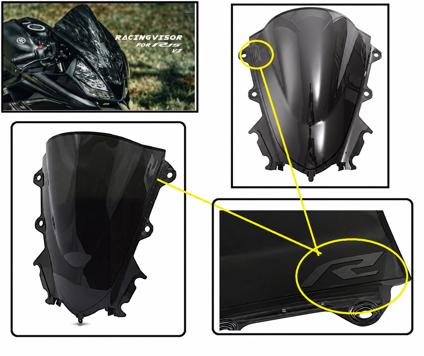 Imported Racing Bubble Visor for Yamaha R15 V3