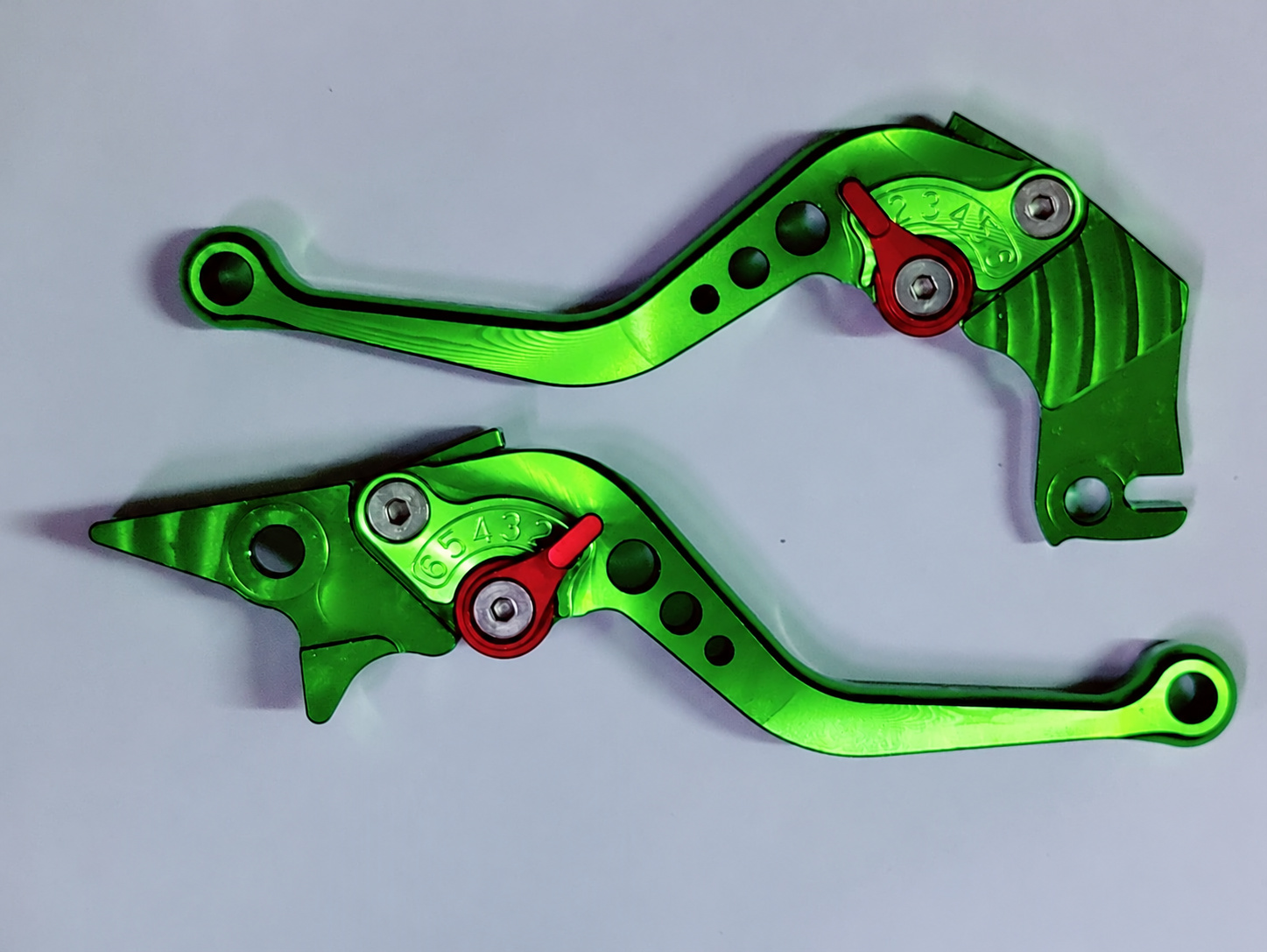Green Adjustable Brake and Clutch Lever Pair for Bajaj Pulsar NS200/AS/RS