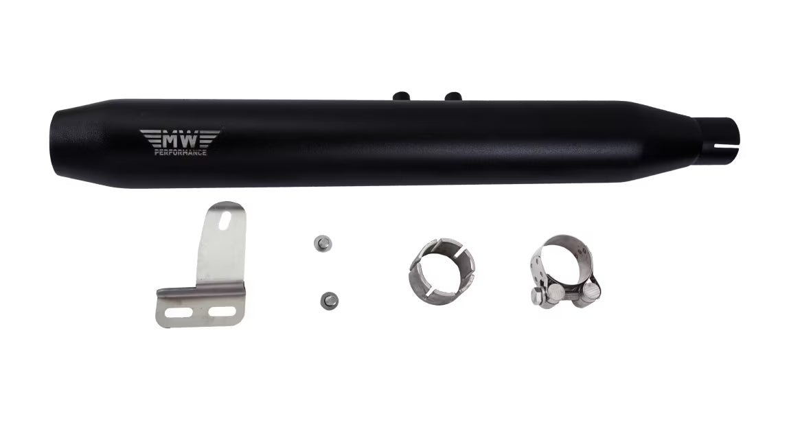 Motowings Performance Type I Short Barrel Exhaust Black | Royal Enfield Classic 350/500 BS3 BS4 BS6 | Stainless Steel 304 Slip-On Silencer