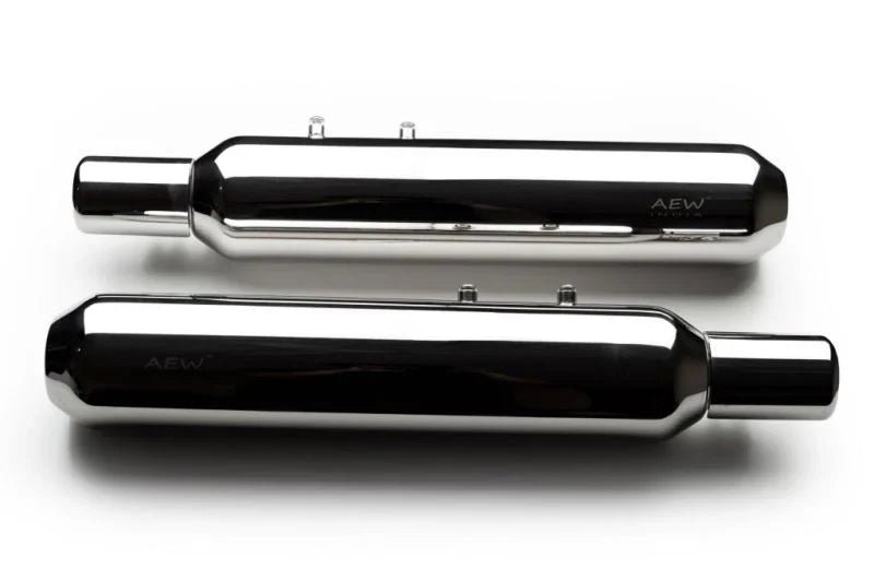 AEW TE 202 Performance Exhaust for Royal Enfield Super Meteor 650 | Stainless Steel & Chrome Exhaust Silencer — Stainless Steel Matt Polish