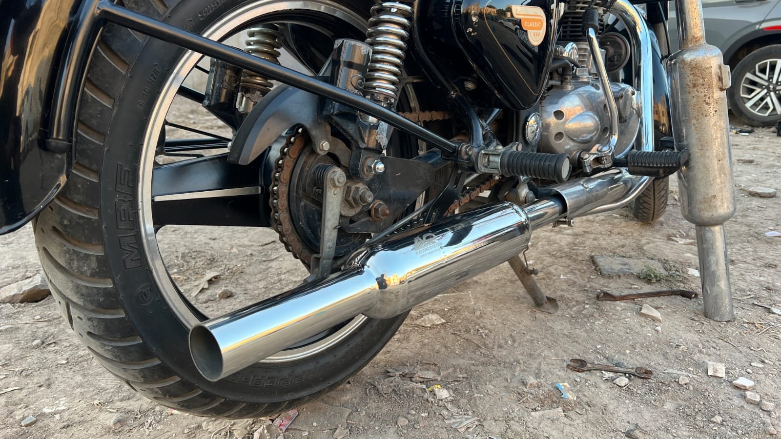 KP Racing System INDORI Exhaust for Royal Enfield Bullet 350, Classic 350, Thunderbird 350 & Electra 350 | SS304 Stainless Steel Dug Dug Sound Silencer | BS3 BS4 BS6 Compatible