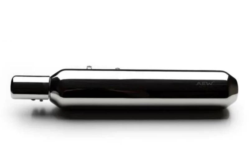 AEW TE 202 Performance Exhaust for Royal Enfield Super Meteor 650 | Stainless Steel & Chrome Exhaust Silencer — Stainless Steel Mirror Polish image 3