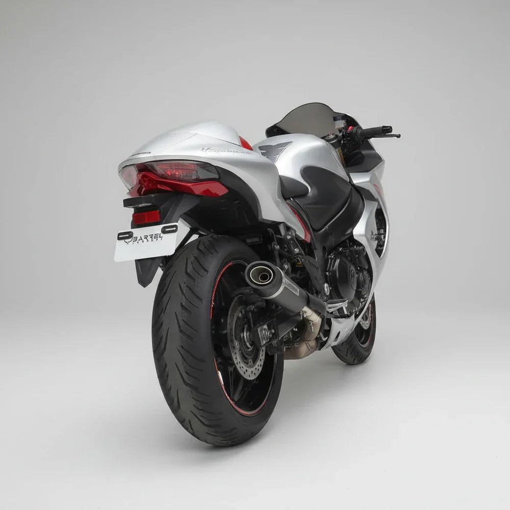 Barrel Outlaw 2.0 Slip-On Exhaust with Link Pipe for Suzuki Hayabusa Gen 3 | 304 Stainless Steel Performance Exhaust (Black / Titanium) — Black image 4