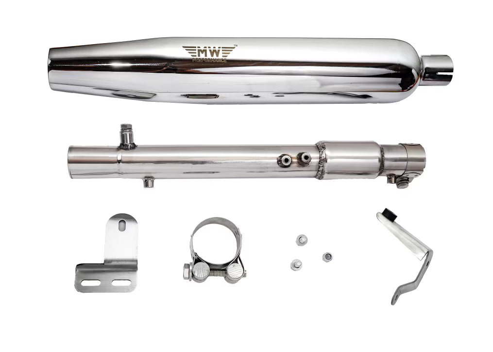 Motowings Performance Magnetor Exhaust (Steel Polish) for Royal Enfield Meteor 350 / Classic 350 Reborn / Standard 350 | J-Platform Slip-On Upgrade