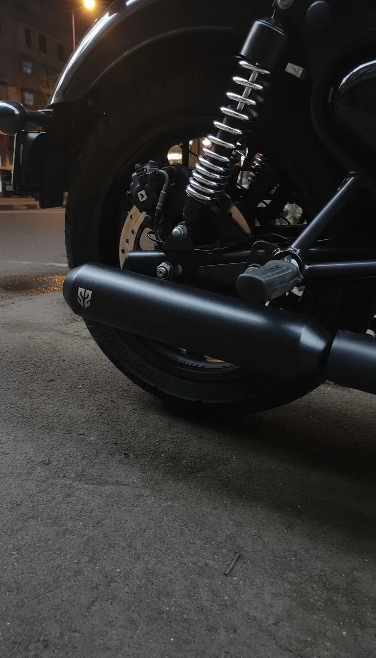 SS Motocorp Slip-On Exhaust for Royal Enfield Meteor 350 | Steel Polished & Matte Black Finish Performance Silencer — Steel Polished Finish image 7
