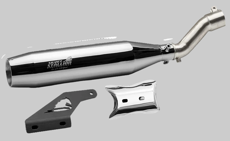 Triumph Speed 400 / Scrambler 400X / T4 Blaze Performance Exhaust | Silver Stallion | +2 BHP Power Boost | Silver / Black Matte / Brushed — Black Matte image 3