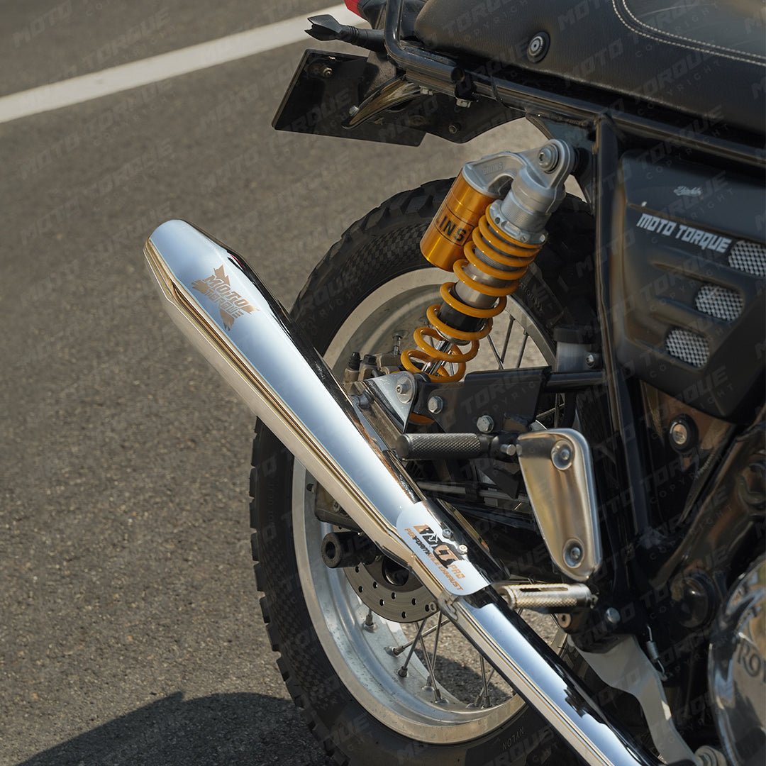 Moto Torque BOLT PRO Polish Performance Exhaust for Royal Enfield Interceptor 650 / Continental GT 650 | Stainless Steel Slip-On Exhaust