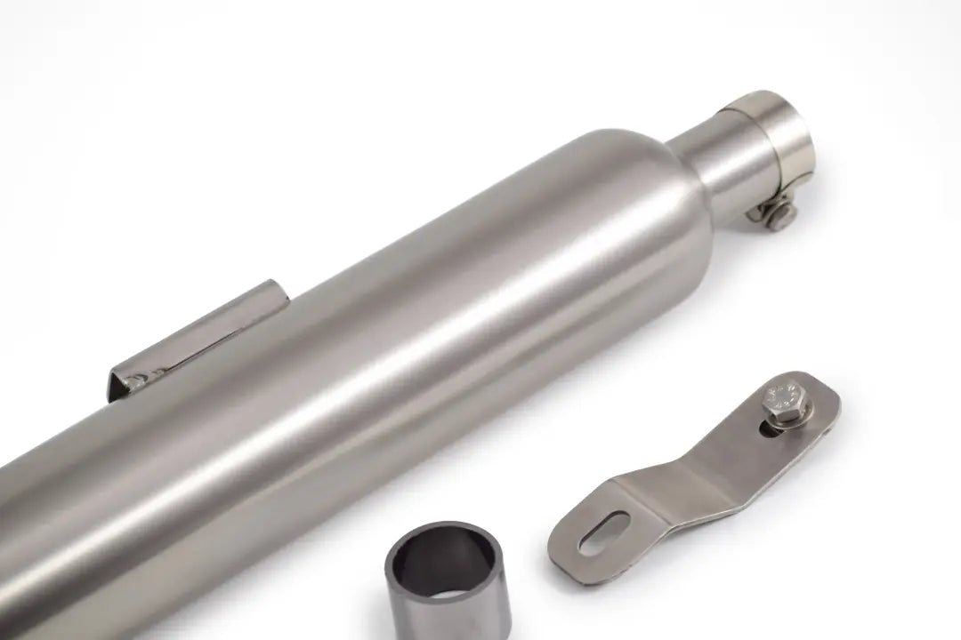 Powerage Slip-On Exhaust for Royal Enfield Classic / Bullet 350 / 500 - Brushed Steel Short image 3
