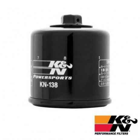 K&N KN-138 High Flow Oil Filter for Suzuki Motorcycles | Spin-On Performance Engine Oil Filter with Wrench-Off Nut