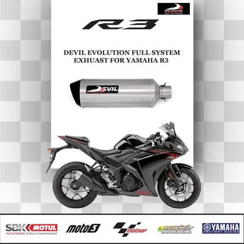 Devil Evolution Full Sports Exhaust System for Yamaha R3 | Performance Racing Exhaust with Titanium Finish image 2