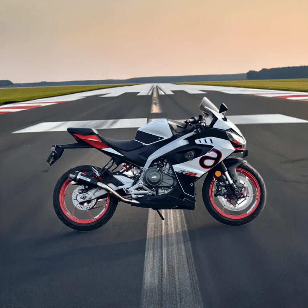 Barrel Outlaw 2.0 Full System Exhaust for Aprilia RS457 with Header Pipe | 304 Stainless Steel Performance Exhaust (Side Exit & Underbelly) — Side Exit