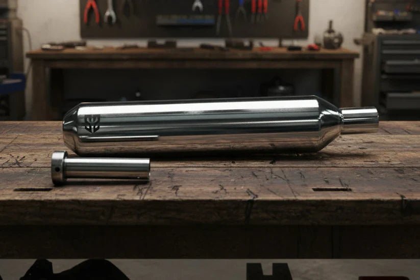 SS Motocorp Slip-On Exhaust for Royal Enfield Meteor 350 | Steel Polished & Matte Black Finish Performance Silencer — Matte Black Finish image 2