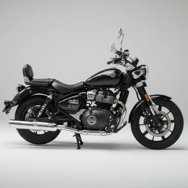 B-12 Bassmaster Barrel Slip-On Exhaust for Royal Enfield Super Meteor 650 | 304 Stainless Steel Performance Exhaust image 3