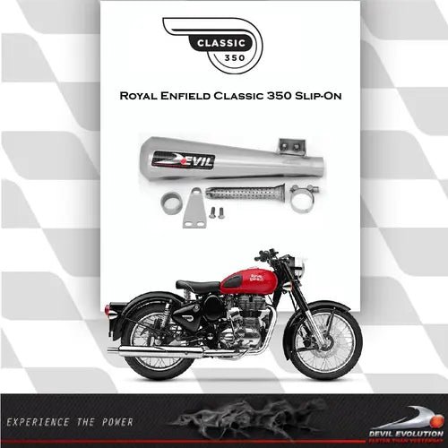 Devil Evolution Slip-On Exhaust for Royal Enfield Classic 350 | Stainless Steel Performance Silencer India