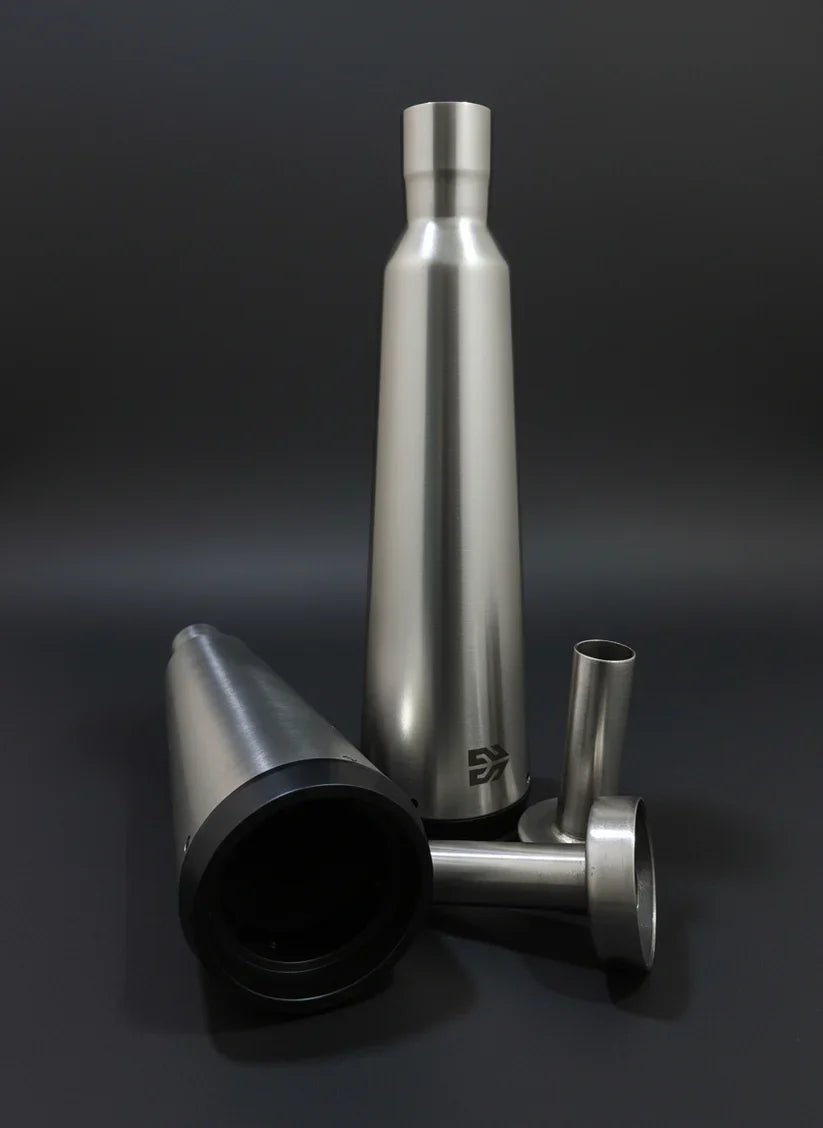 SS Motocorp Adaptable Slip-On Exhaust (Pair) Fat Cans for Royal Enfield Interceptor 650 / Continental GT 650 | Matte, Mirror & Black Finish — Mirror Finish image 4