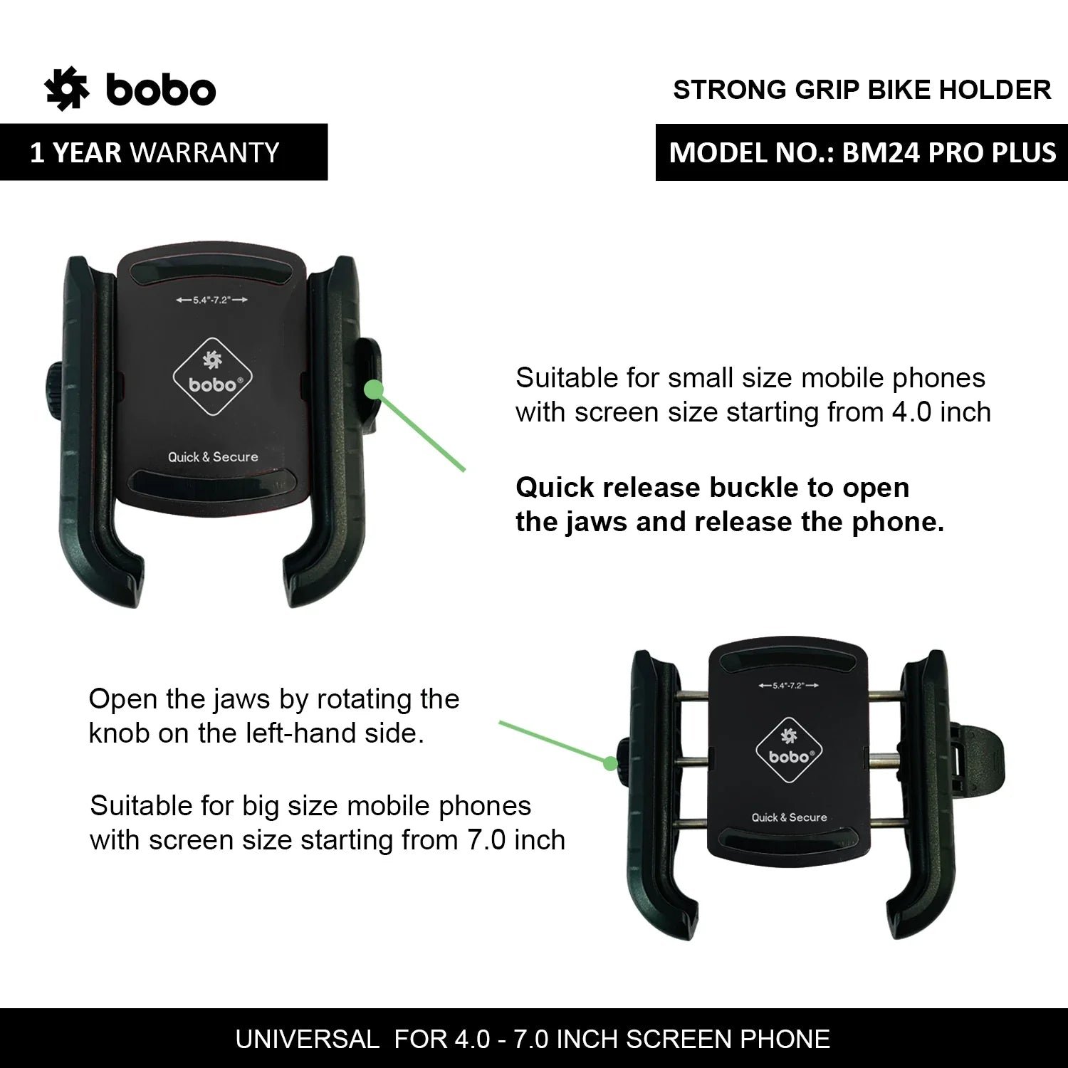 BOBO BM24 PRO PLUS Quick Release Bike Phone Holder with 36W USB-C Charger image 4